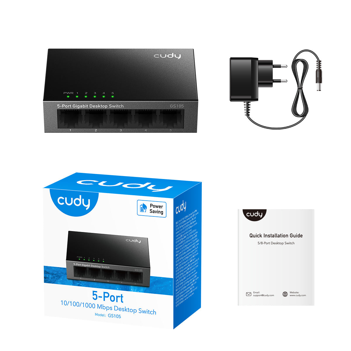 Cudy GS105 v5.0: 5-poorts Gigabit Switch (Metaal)