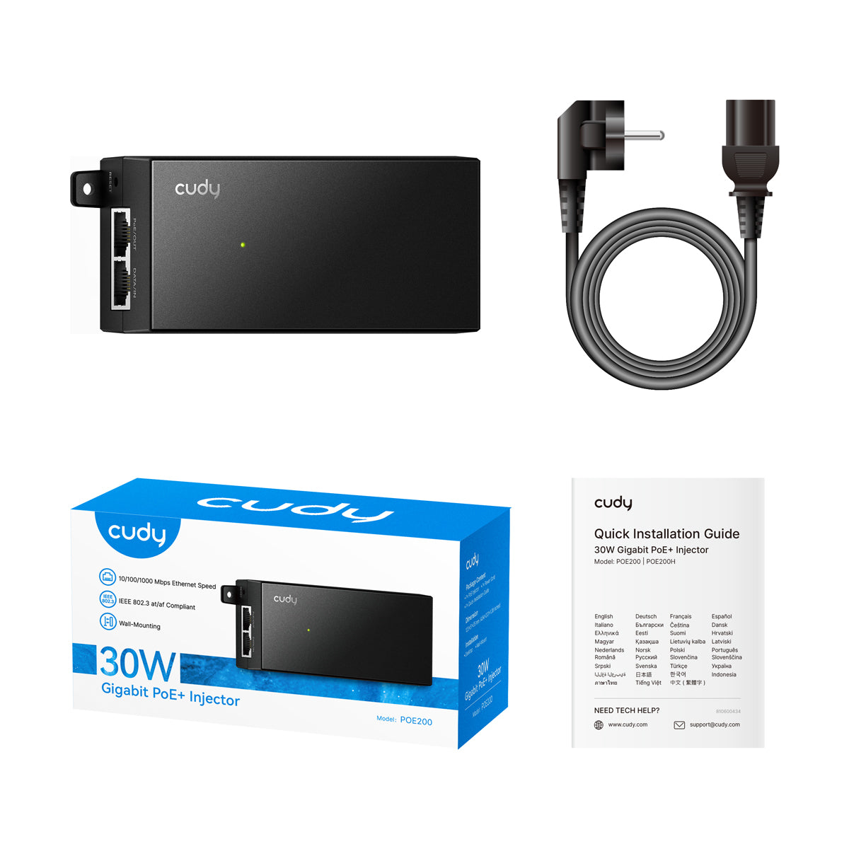 Cudy POE200 v2: 30W Gigabit PoE+ Injector (802.3at)